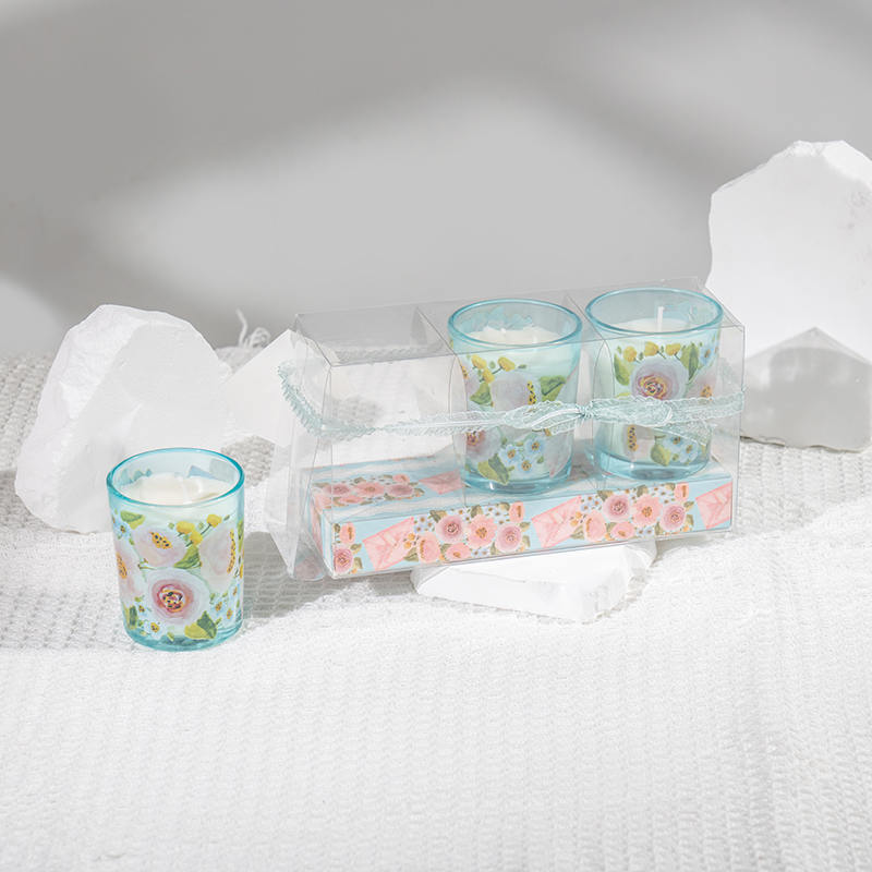 Mateřský klasický malý kulatý skleněný kelímek vonné svíčky 3PCS set-eko výrobce sójových svíček