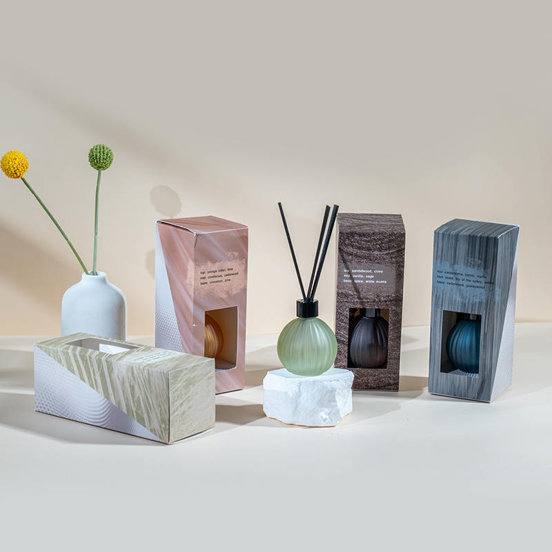 Malá skleněná žárovka se svislými pruhy odpařovací láhev rákosový difuzér-domácí vůně rákosový difuzér