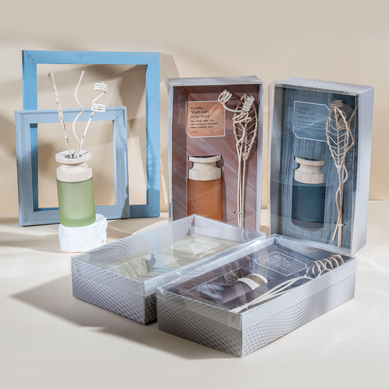 Vysoce cylindrická skleněná baňka prémiový rákosový difuzér s dřevěným tyčinkovým aroma difuzérem prodejce