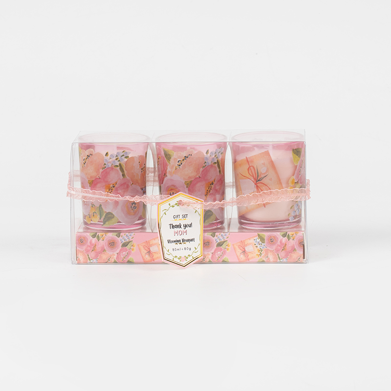 Mateřský klasický malý kulatý skleněný kelímek vonné svíčky 3PCS set-eko výrobce sójových svíček